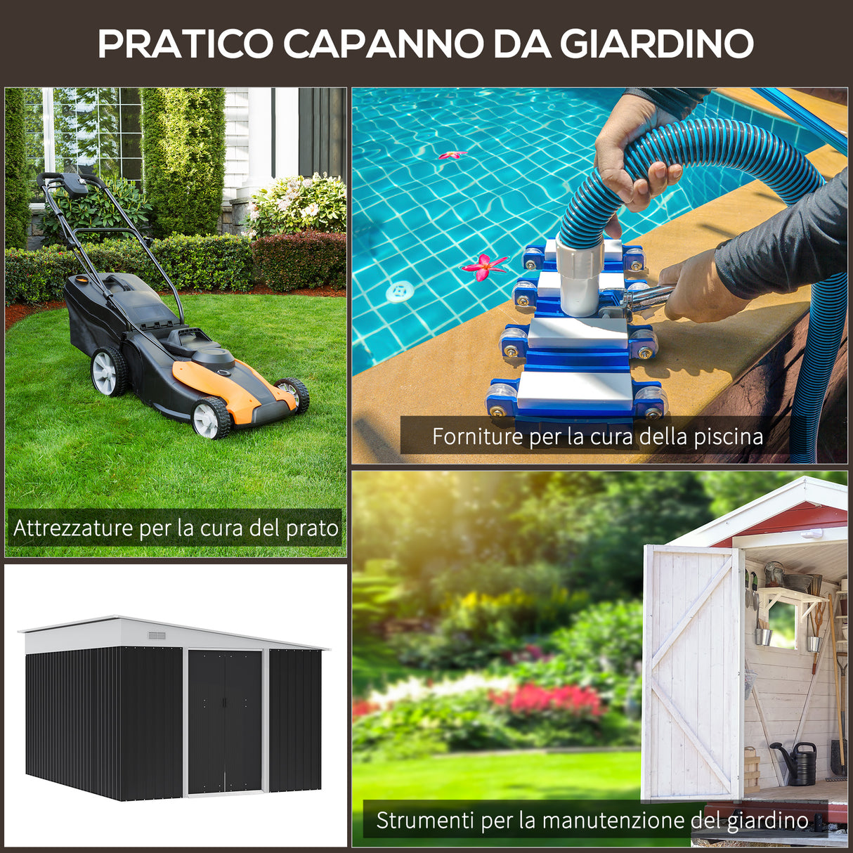 easycomfort ripostiglio da giardino con porta scorrevole in acciaio 345x280.5x169 201cm nero