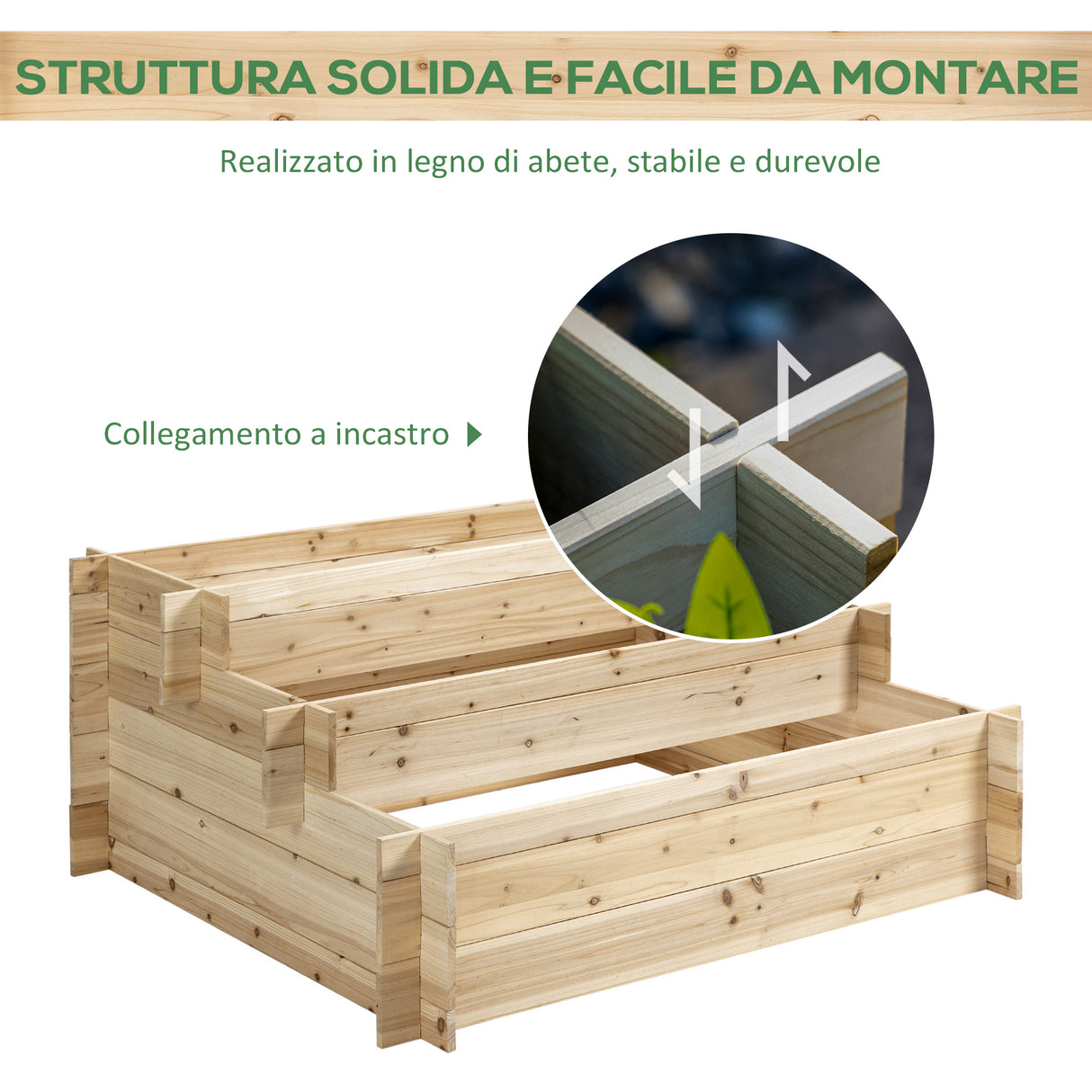 easycomfort fioriera in legno di abete a 3 livelli cassetta per orto rialzato da esterno 120x100x54cm