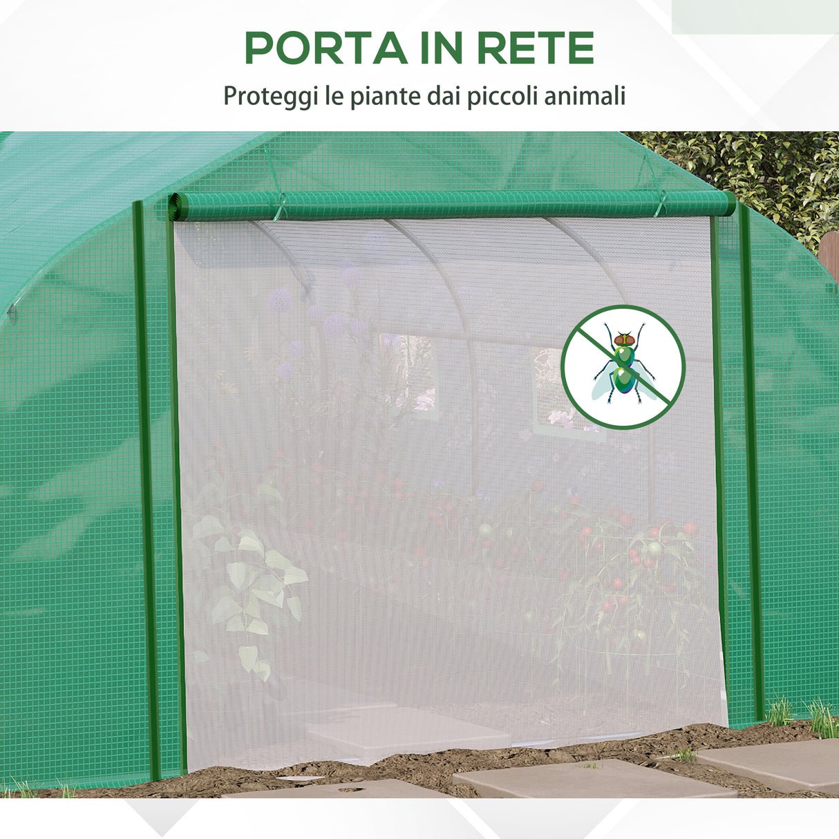 easycomfort easycomfort serra a tunnel con copertura pe e struttura in acciaio porta avvolgibile e 6 finestre 3 5x3x2m verde