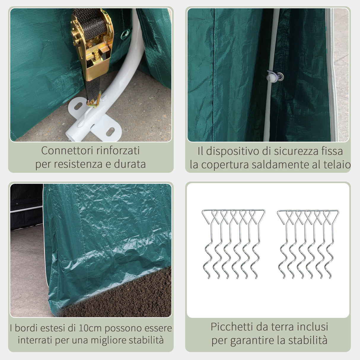 easycomfort tendone garage per auto moto e attrezzi in metallo e tessuto pe 240x200x202cm verde