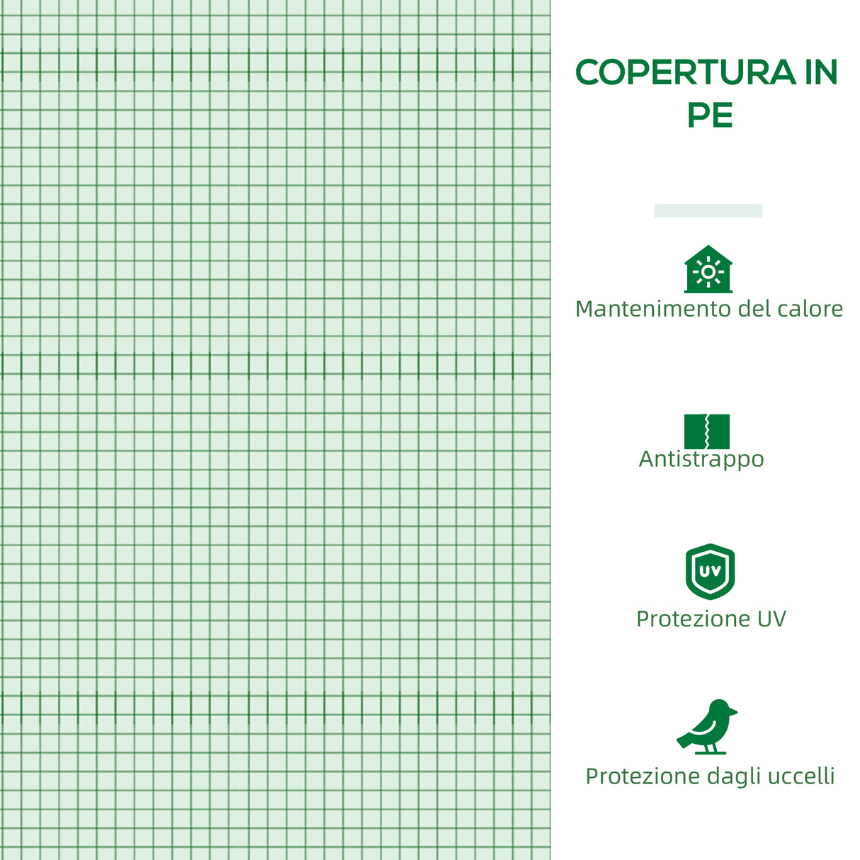 easycomfort serra da giardino a tunnel con porte e finestre avvolgibili in pe verde 180x180x200cm