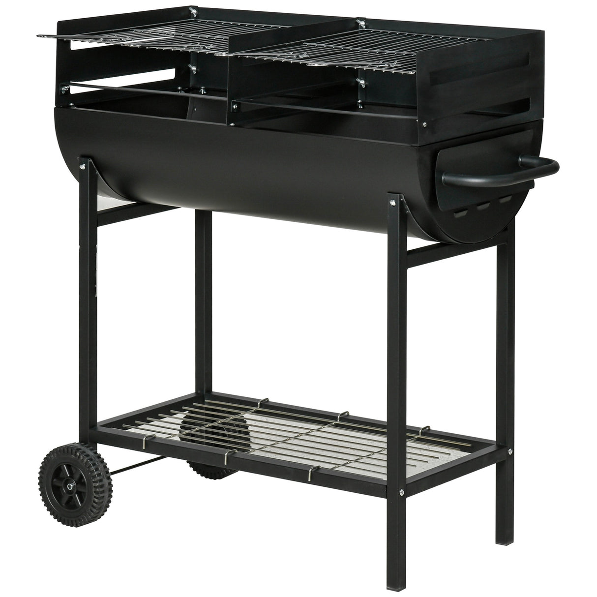 easycomfort easycomfort barbecue in acciaio con 2 griglie indipendenti nero 90cm x 45cm x 96cm
