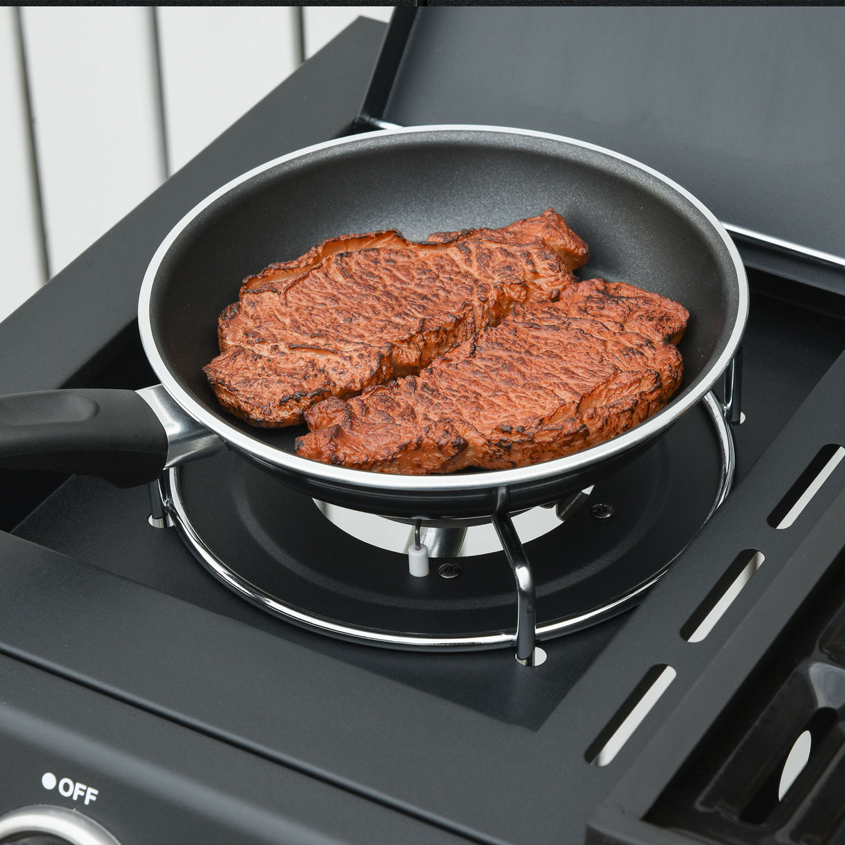 easycomfort barbecue a gas con coperchio 4 bruciatori da 11.6kw fornello mensola e 2 ruote 110x50x100cm nero