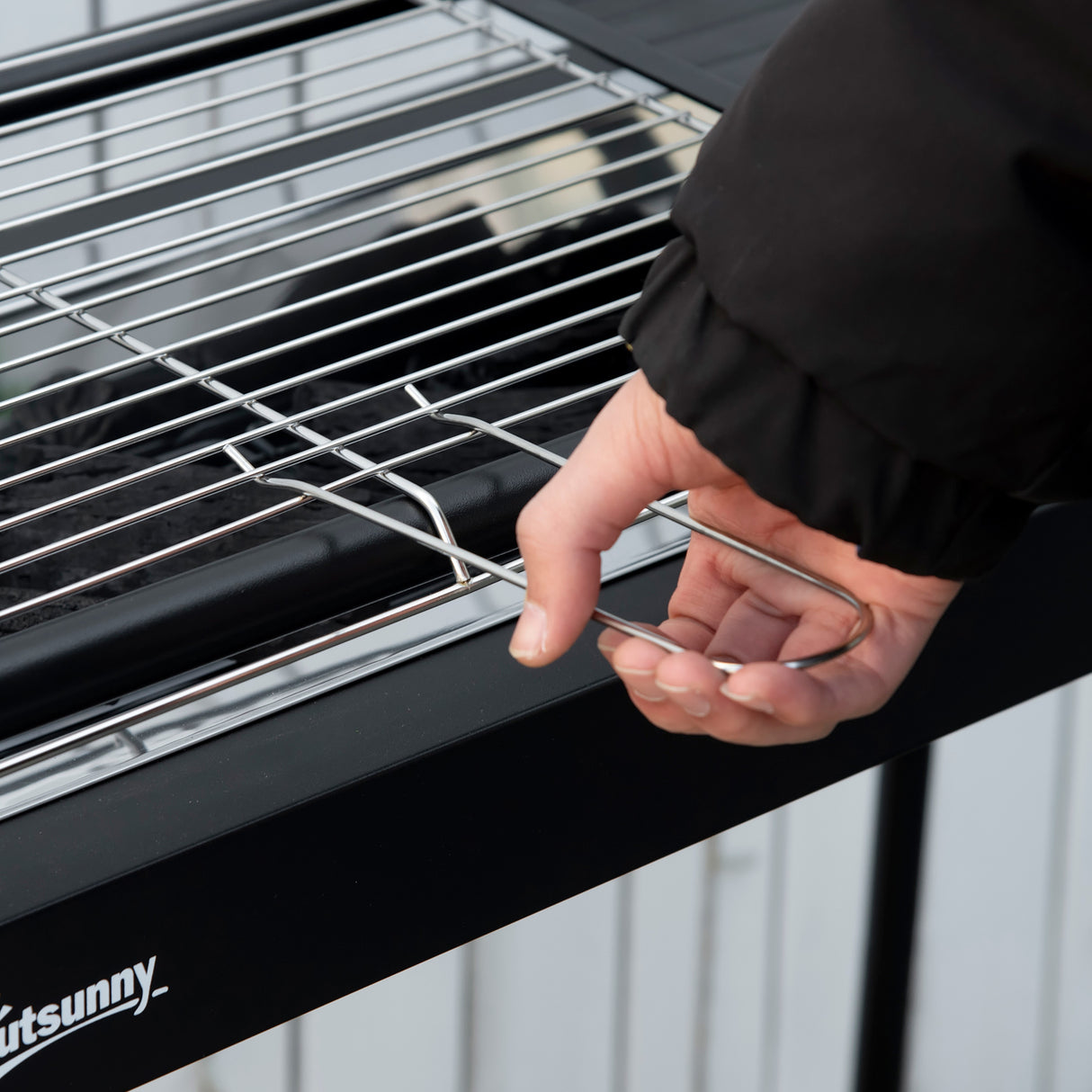 easycomfort easycomfort barbecue a carbonella con griglia e piastra in acciaio con ripiani laterali 113x59x83 5cm nero