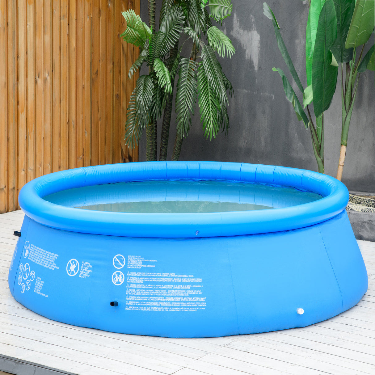 easycomfort piscina gonfiabile da giardino per 3 4 persone in pvc a 3 strati con valvola di scarico e pompa manuale inclusa 274x76cm blu