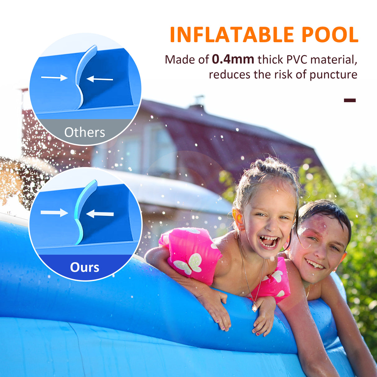 easycomfort piscina gonfiabile rettangolare da esterni per 1 2 adulti in pvc resistente 2 camere d aria e valvola di scarico 262x176x56cm blu