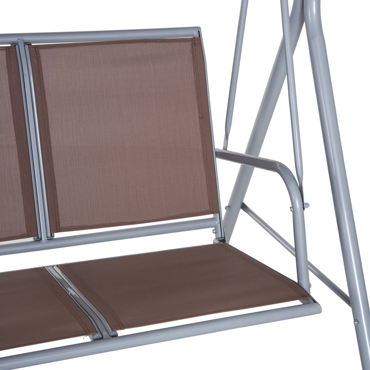 easycomfort easycomfort dondolo da giardino a 3 posti struttura in metallo marrone 170 x 112 x 153 cm