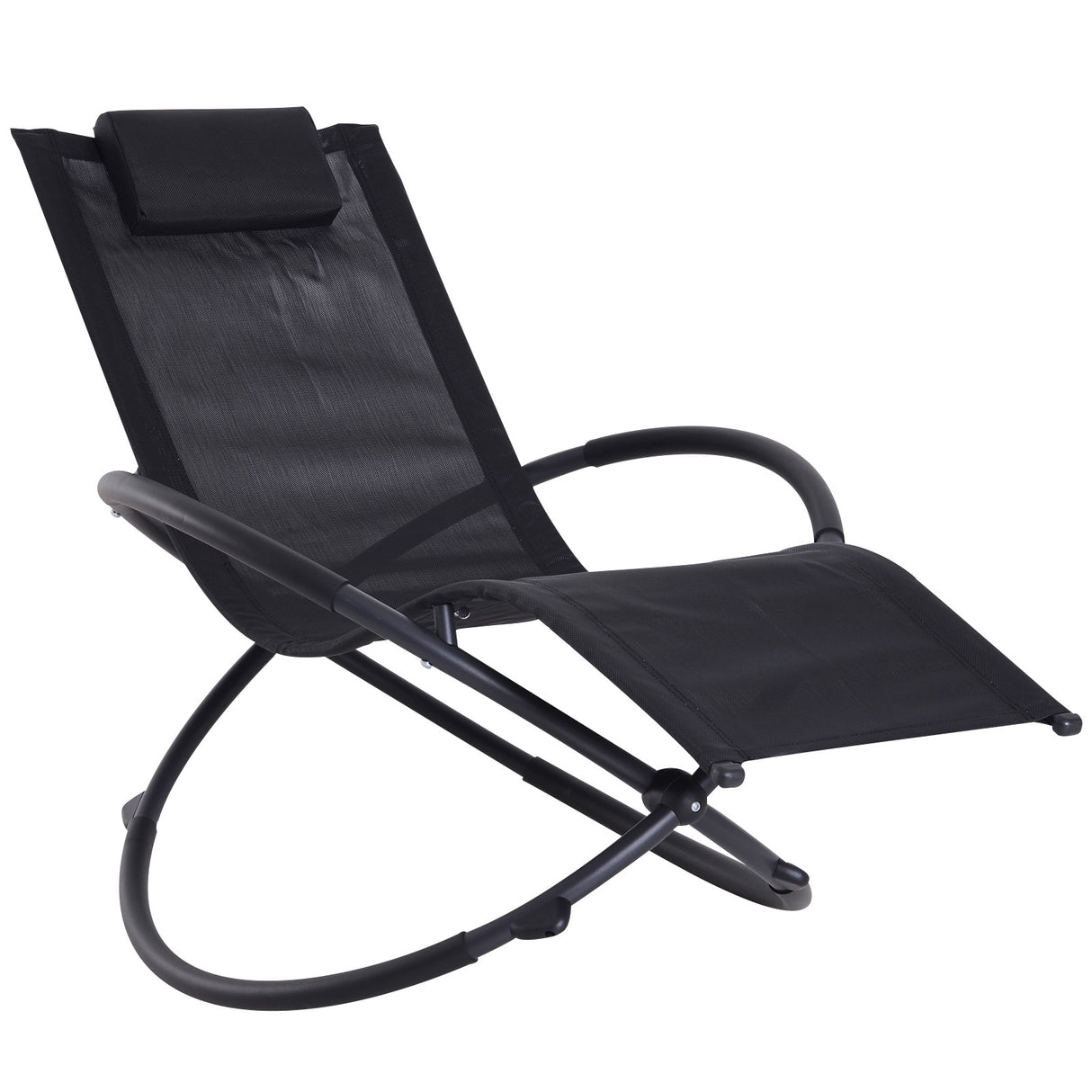 easycomfort easycomfort sedia a dondolo moderna in textilene nero 154x80x84cm