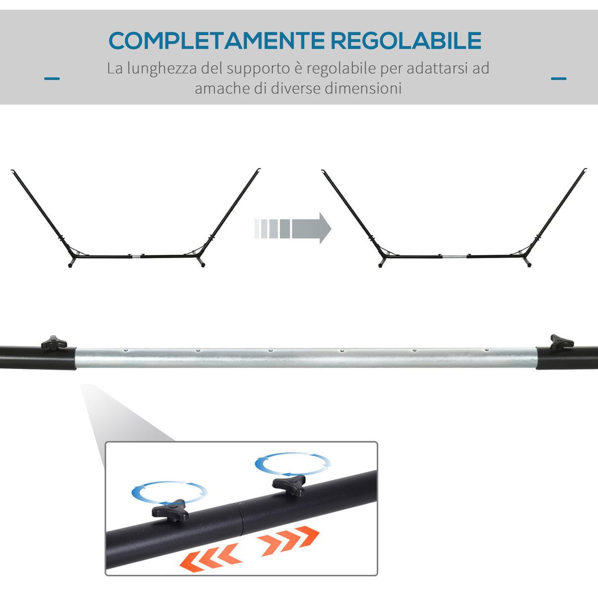 easycomfort easycomfort supporto struttura portante per amaca regolabile max. 150 kg nero 308 380x108x120cm