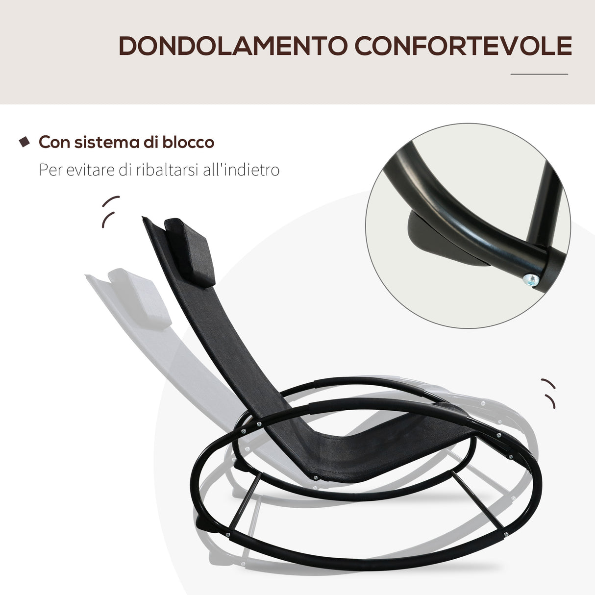easycomfort easycomfort sdraio dondolo da esterno telaio in acciaio rivestimento in textilene nero