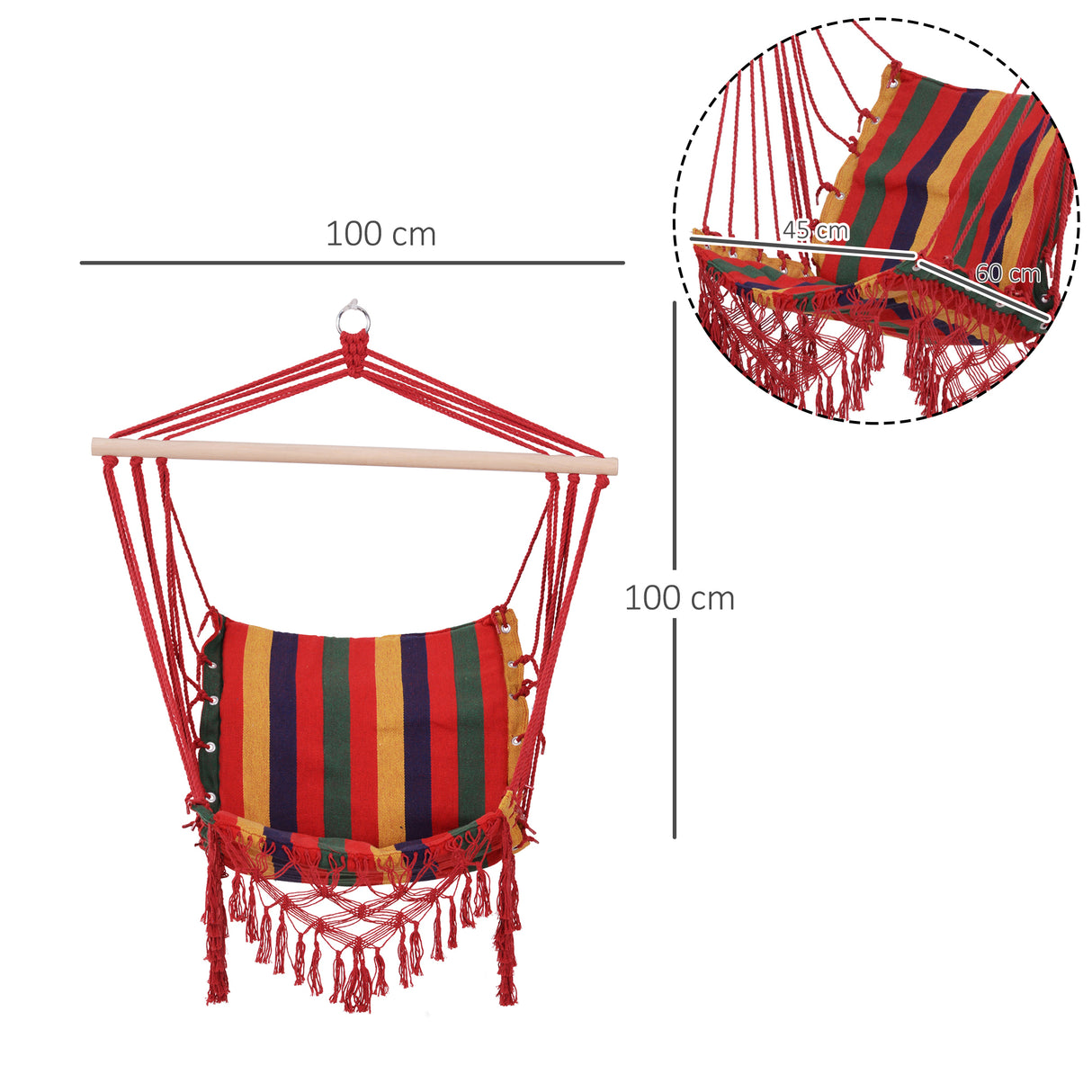 easycomfort easycomfort amaca sedia sospesa in poliestere colorata 100x60x100cm