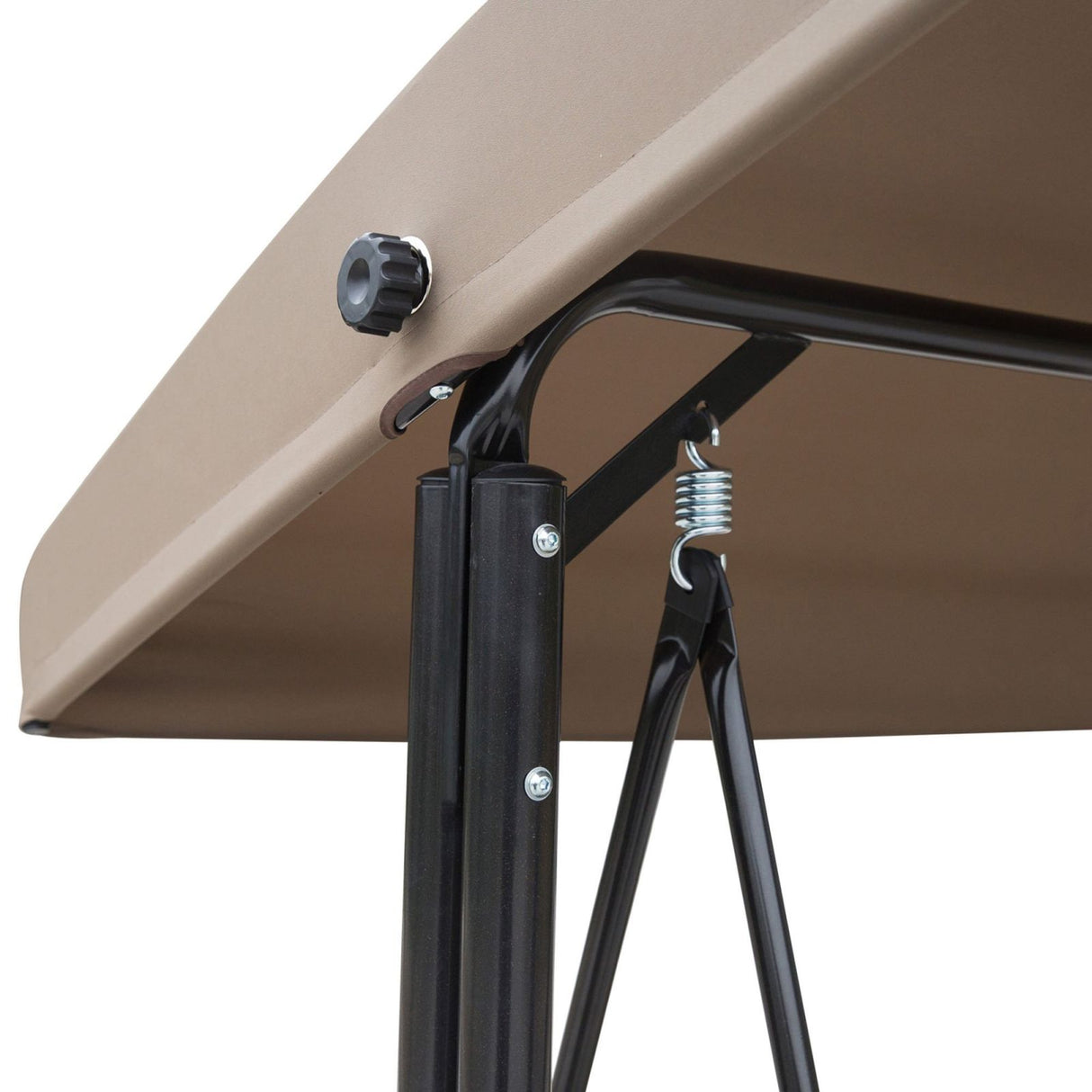 easycomfort easycomfort dondolo da giardino 3 posti tettuccio e tasche portaoggetti marrone