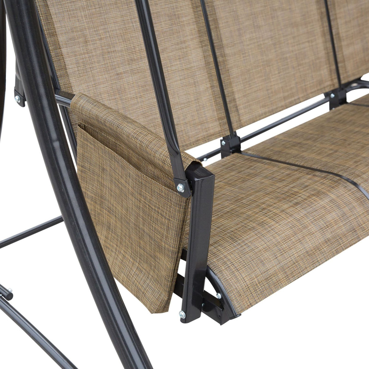 easycomfort easycomfort dondolo da giardino 3 posti tettuccio e tasche portaoggetti marrone