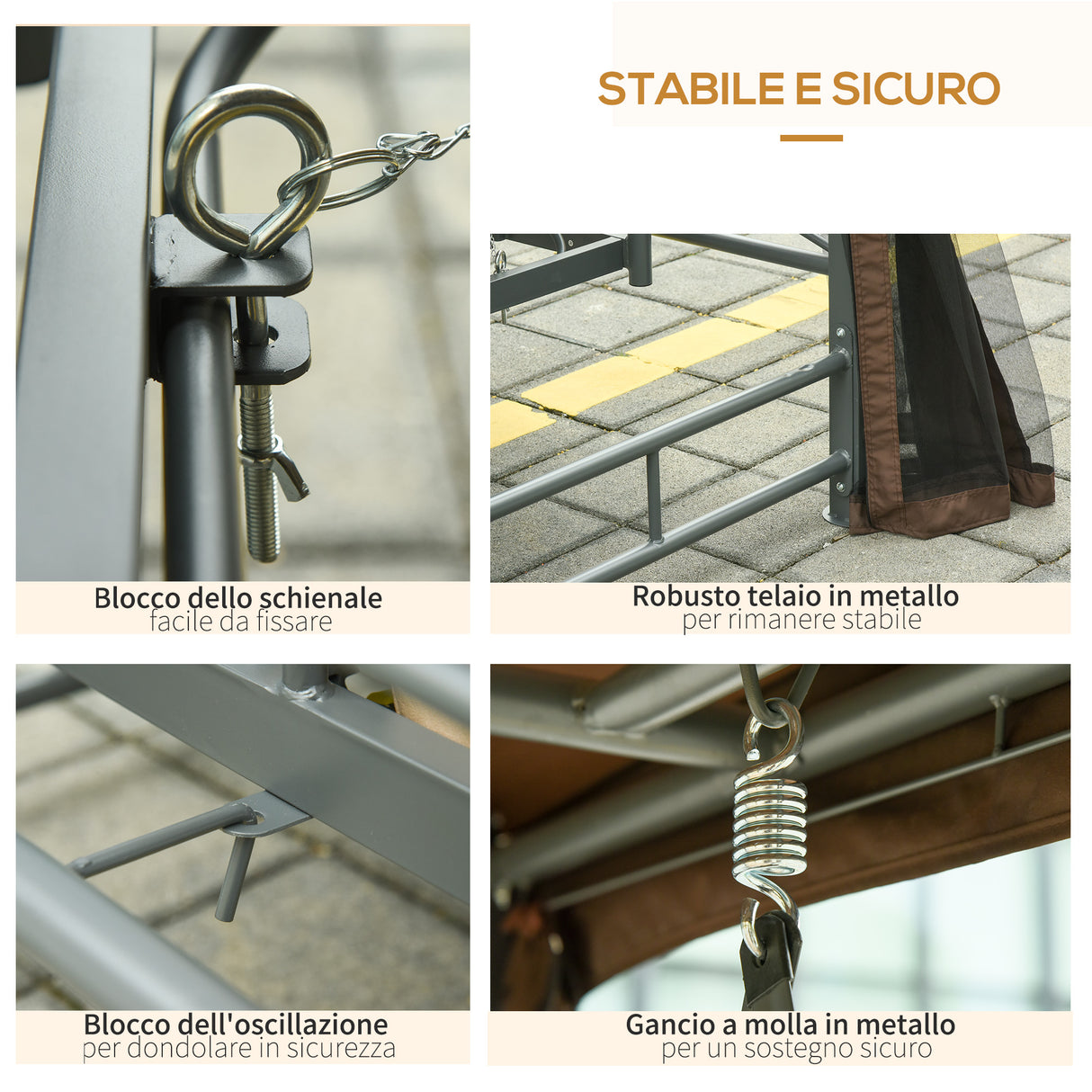 easycomfort easycomfort dondolo 3 posti da giardino convertibile in lettino con gazebo con zanzariera e cuscini 257x175x240cm cachi