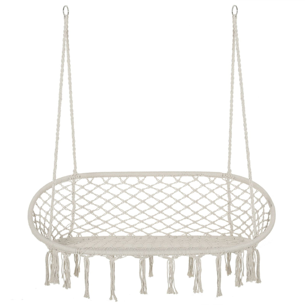 easycomfort easycomfort amaca a dondolo da giardino e casa a 2 posti telaio metallo e seduta cotone 130x75x40cm bianco crema