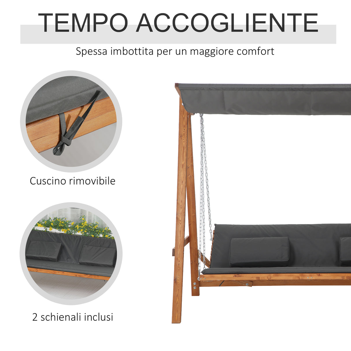 easycomfort easycomfort dondolo da giardino 3 posti convertibile in letto matrimoniale 225 5x113x180cm