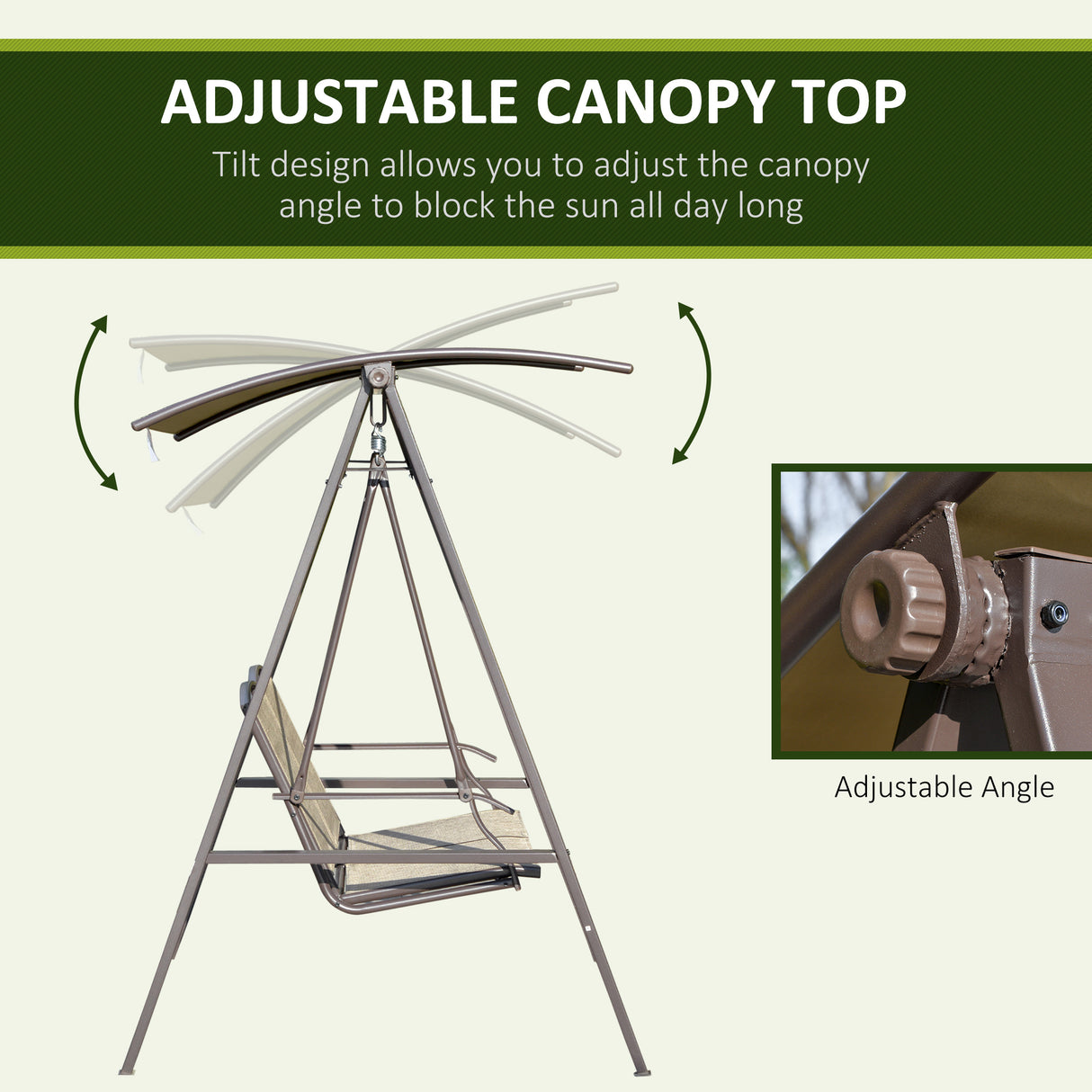 easycomfort dondolo da giardino 2 posti con tettuccio regolabile e seduta traspirante 147x125x170cm