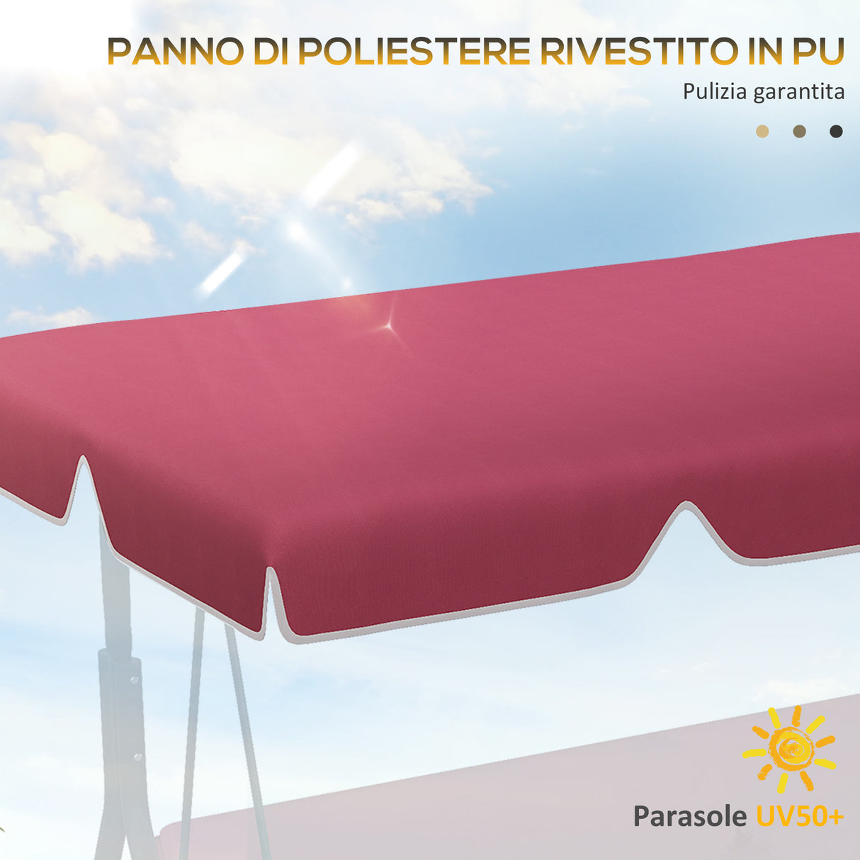 easycomfort tettuccio di ricambio per dondolo in poliestere con protezione uv50+ 192x144cm rosso