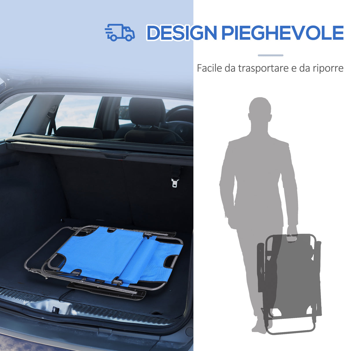 easycomfort lettino sdraio pieghevole e richiudibile da giardino in tessuto oxford 135x60x89cm blu