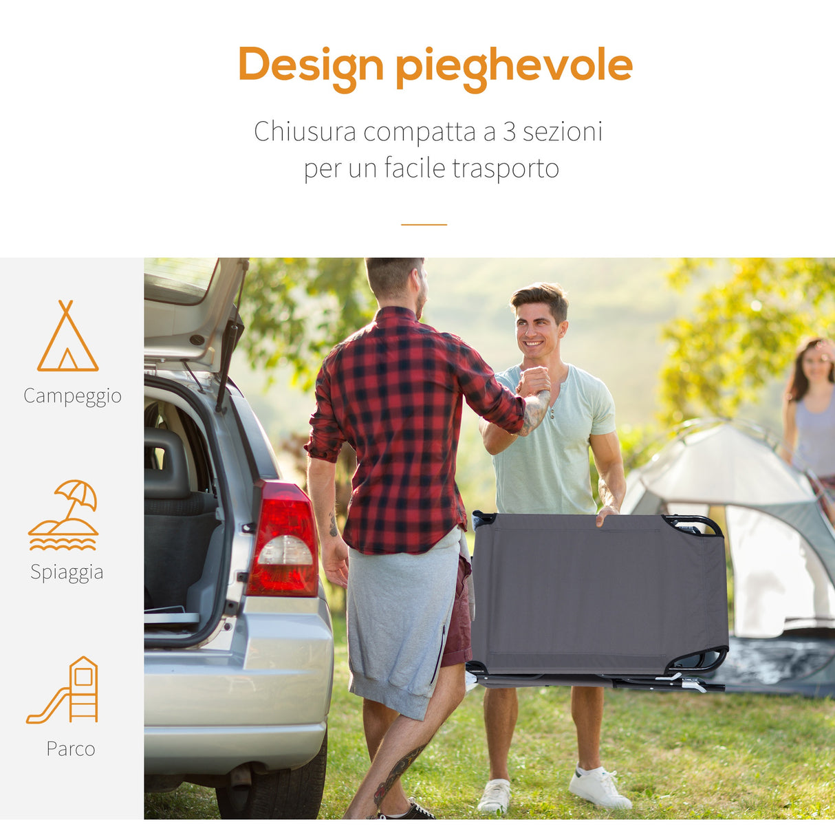 easycomfort easycomfort lettino prendisole relax pieghevole con cuscino poggiatesta grigio