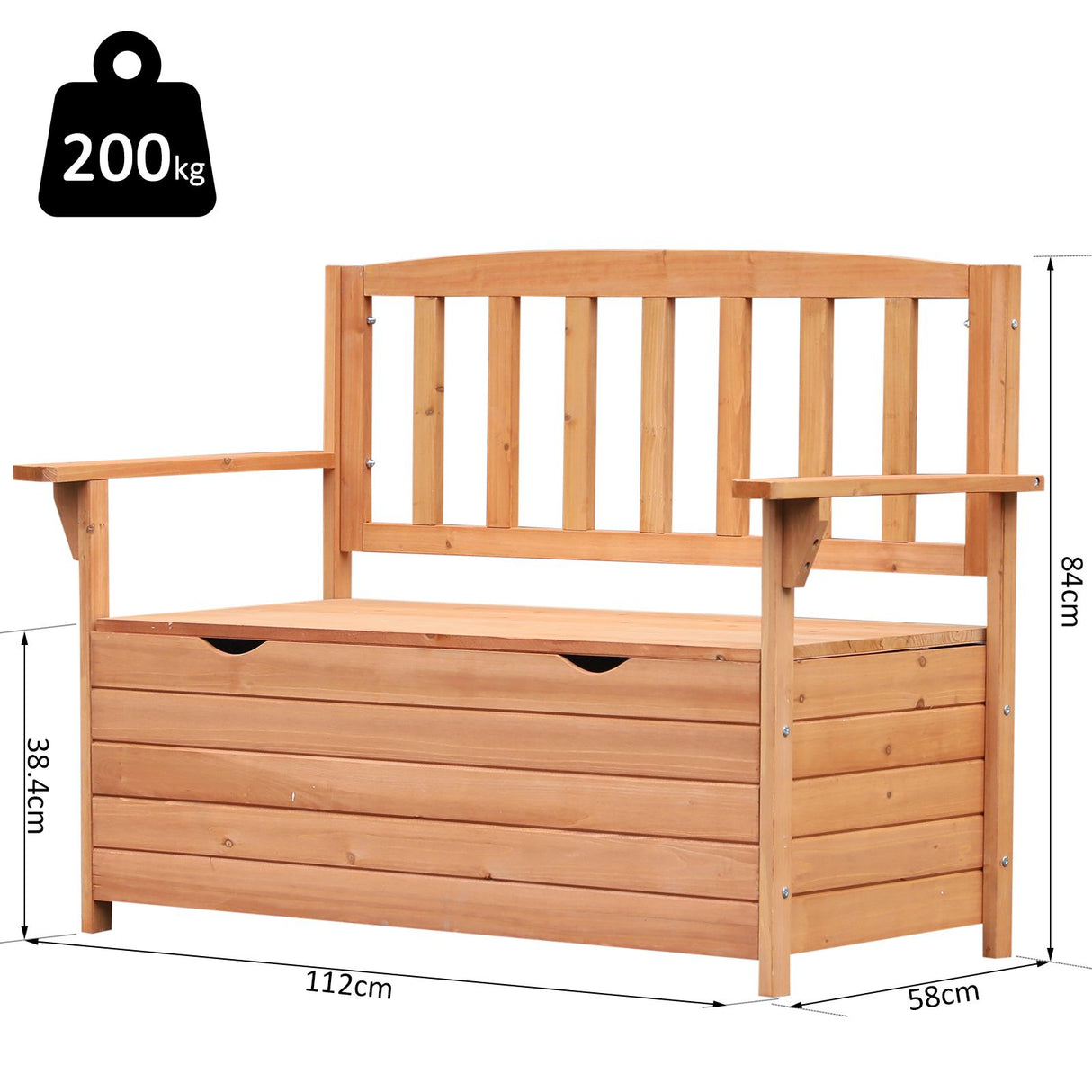 easycomfort easycomfort panchina in legno da giardino 2 posti con vano contenitore 112x58x84 cm