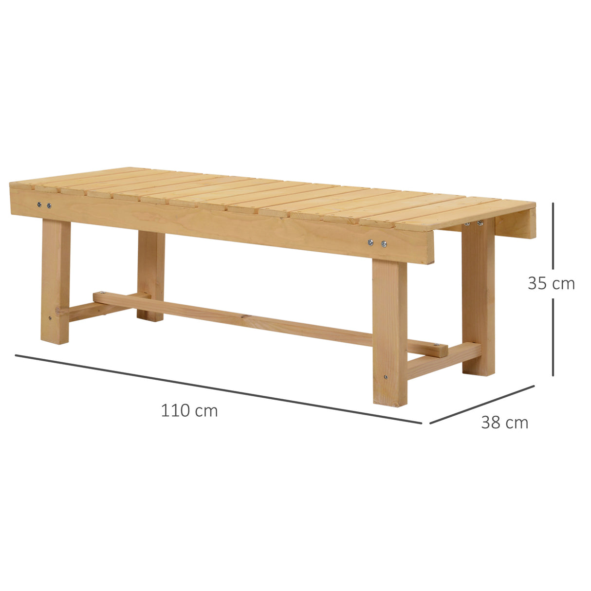 easycomfort easycomfort panchina da esterni impermeabile 2 posti in legno di abete 110x38x35cm