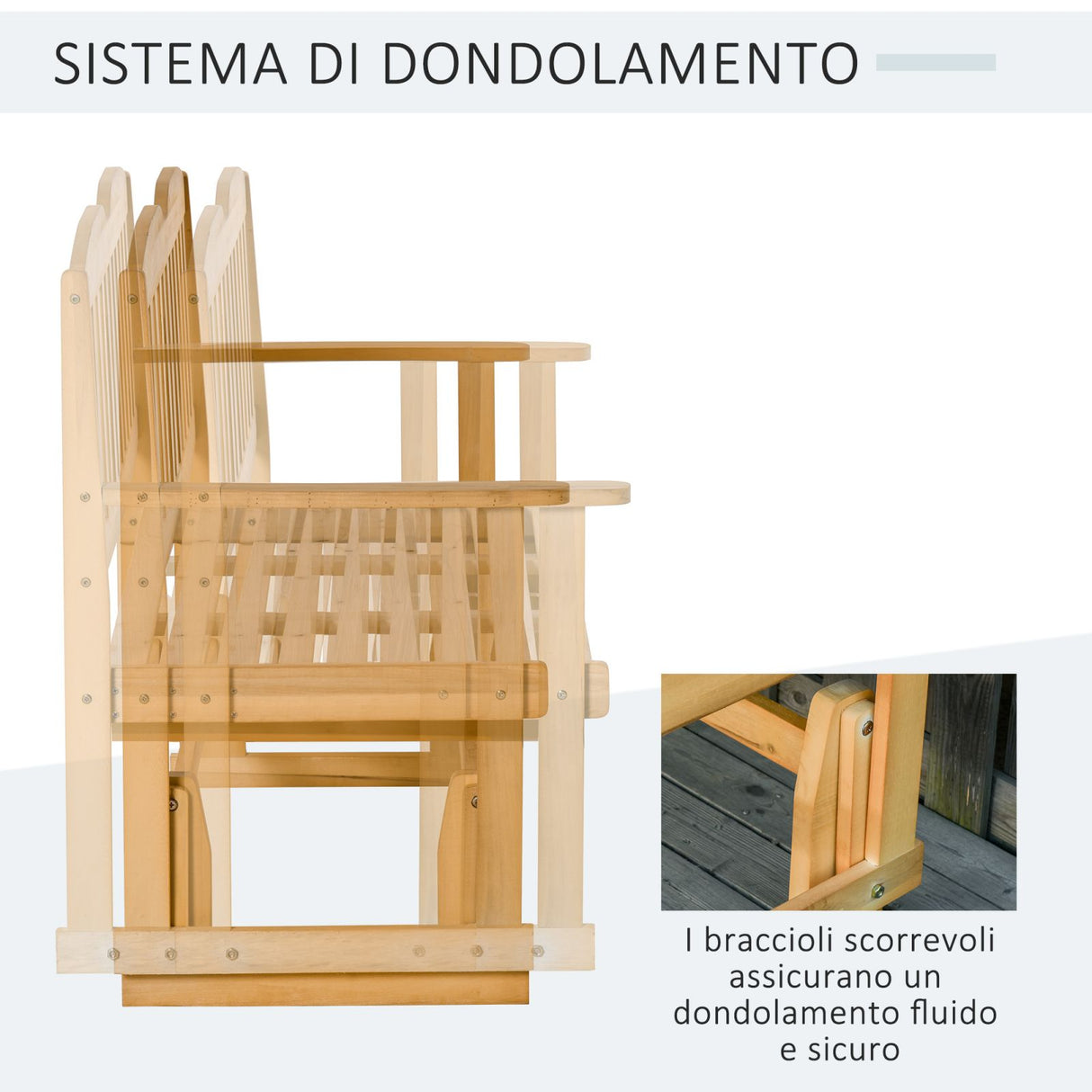 easycomfort easycomfort panchina da giardino a dondolo 2 posti con braccioli in legno di abete