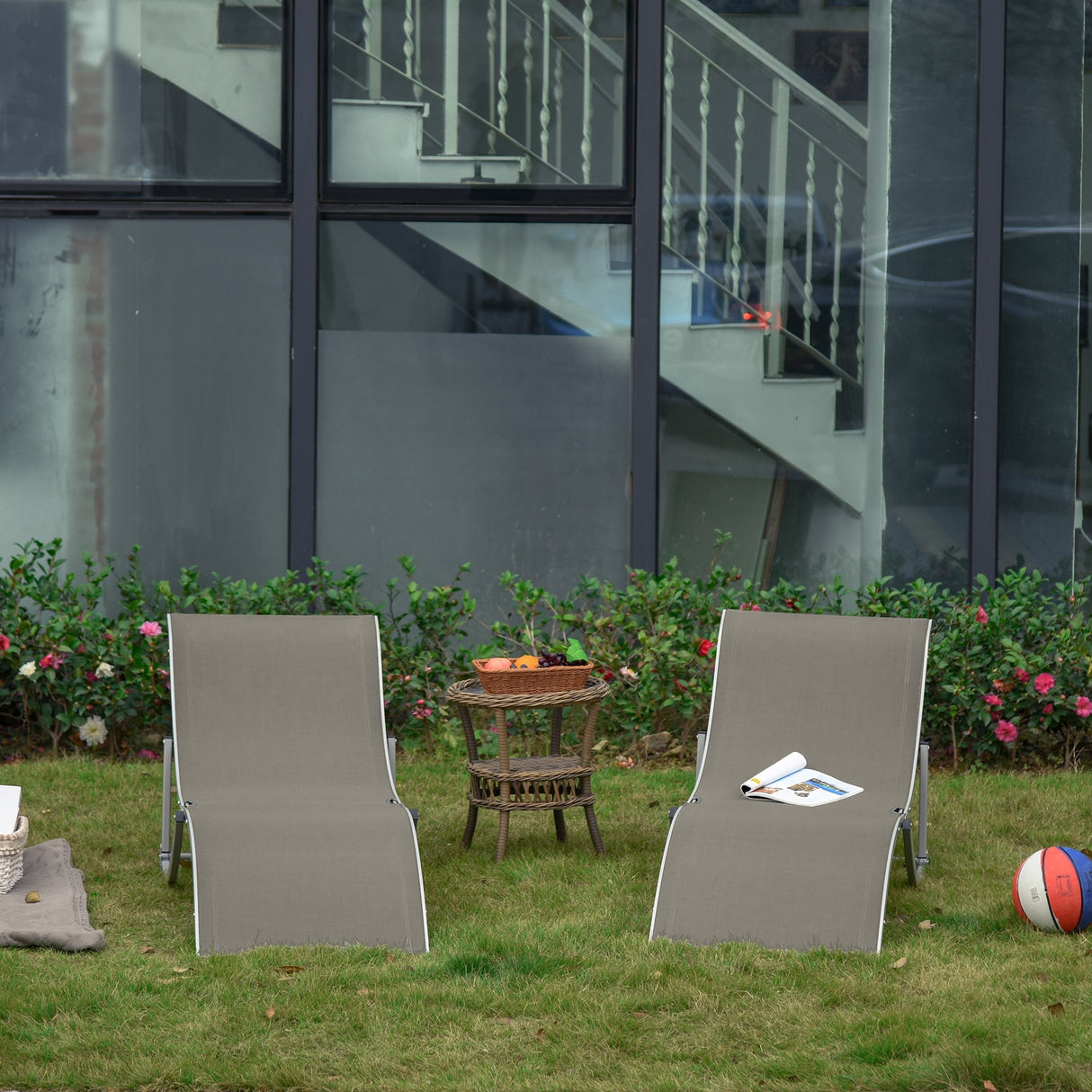 easycomfort set 2 sdraio da giardino pieghevoli lettino prendisole in alluminio e textilene 61x165x63cm 33135