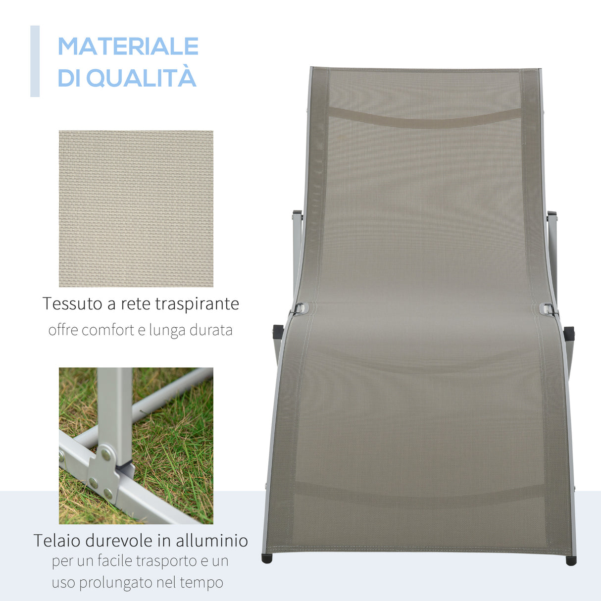 easycomfort set 2 sdraio da giardino pieghevoli lettino prendisole in alluminio e textilene 61x165x63cm 33135