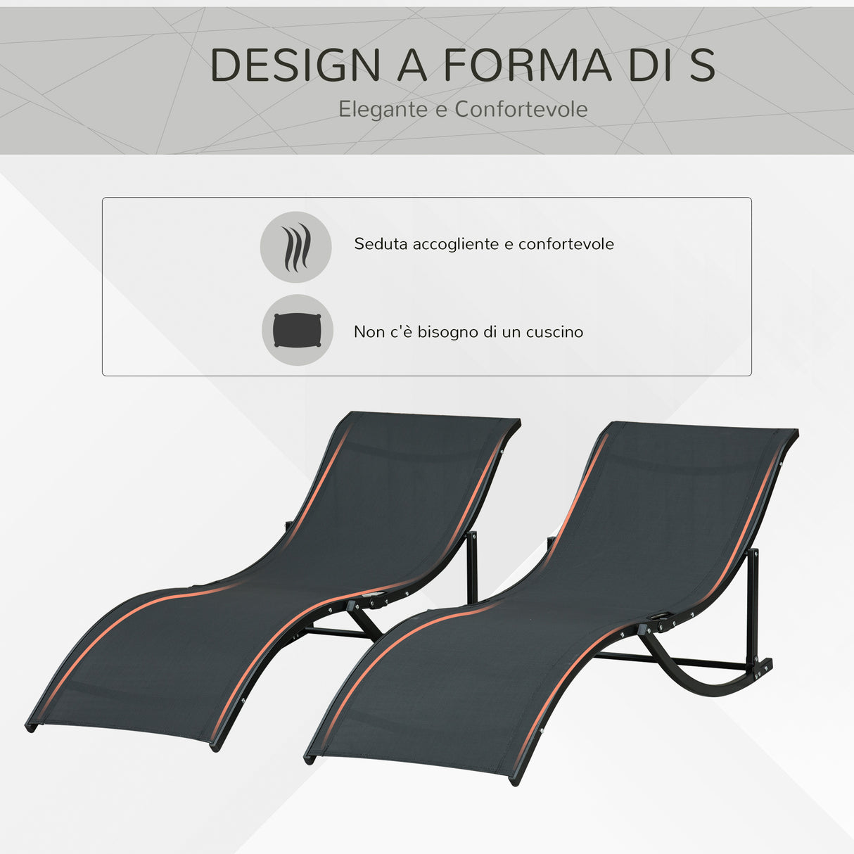 easycomfort set 2 sdraio da giardino pieghevoli lettino prendisole in alluminio e textilene 61x165x63cm 33163
