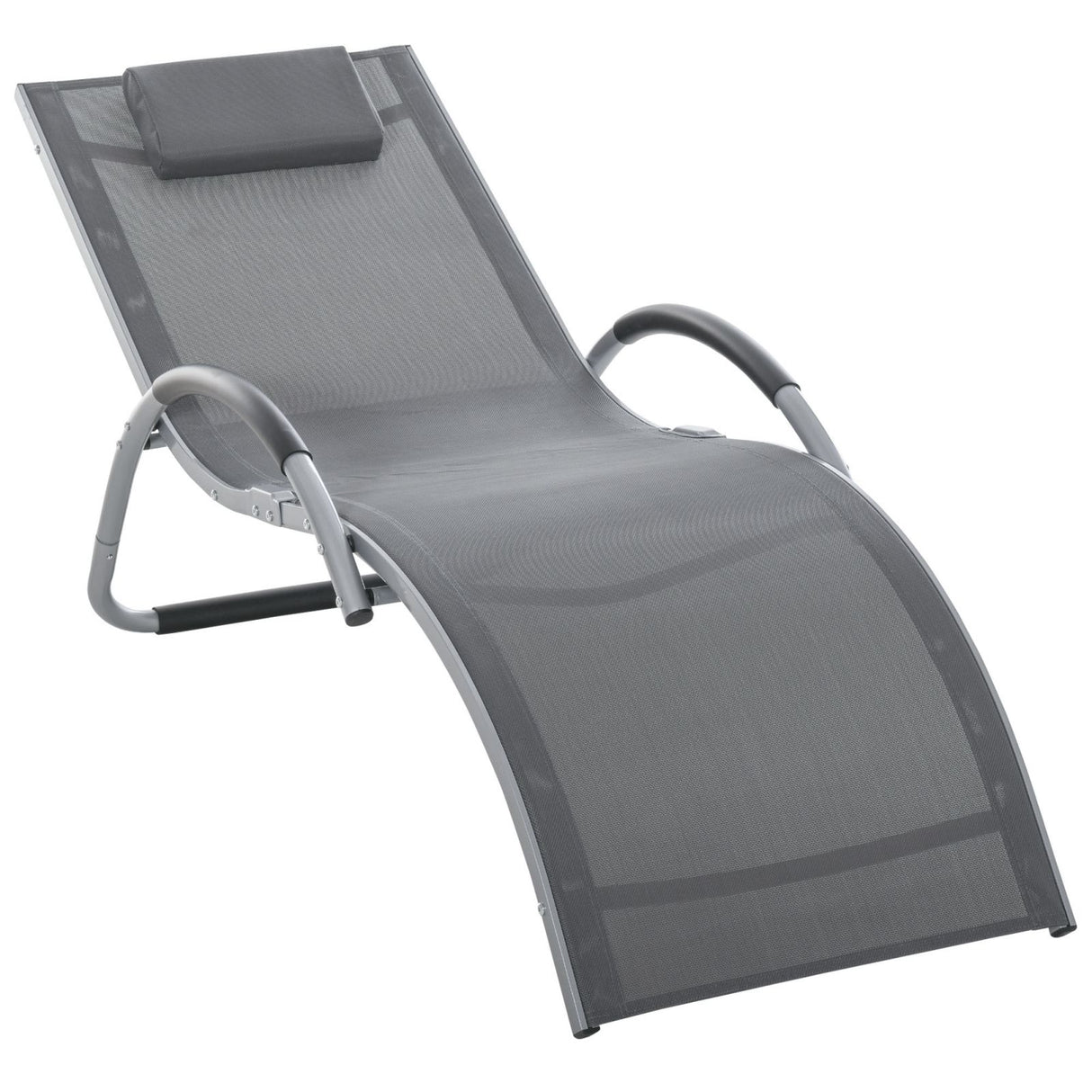 easycomfort easycomfort lettino prendisole in alluminio sedia sdraio da giardino in textilene nero con poggiatesta rimovibile
