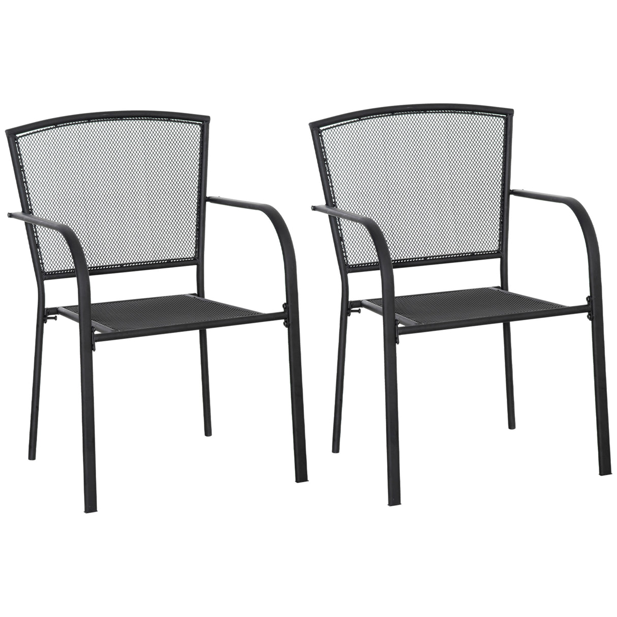 easycomfort set 2 sedie da giardino in metallo per cortile patio e terrazza nero