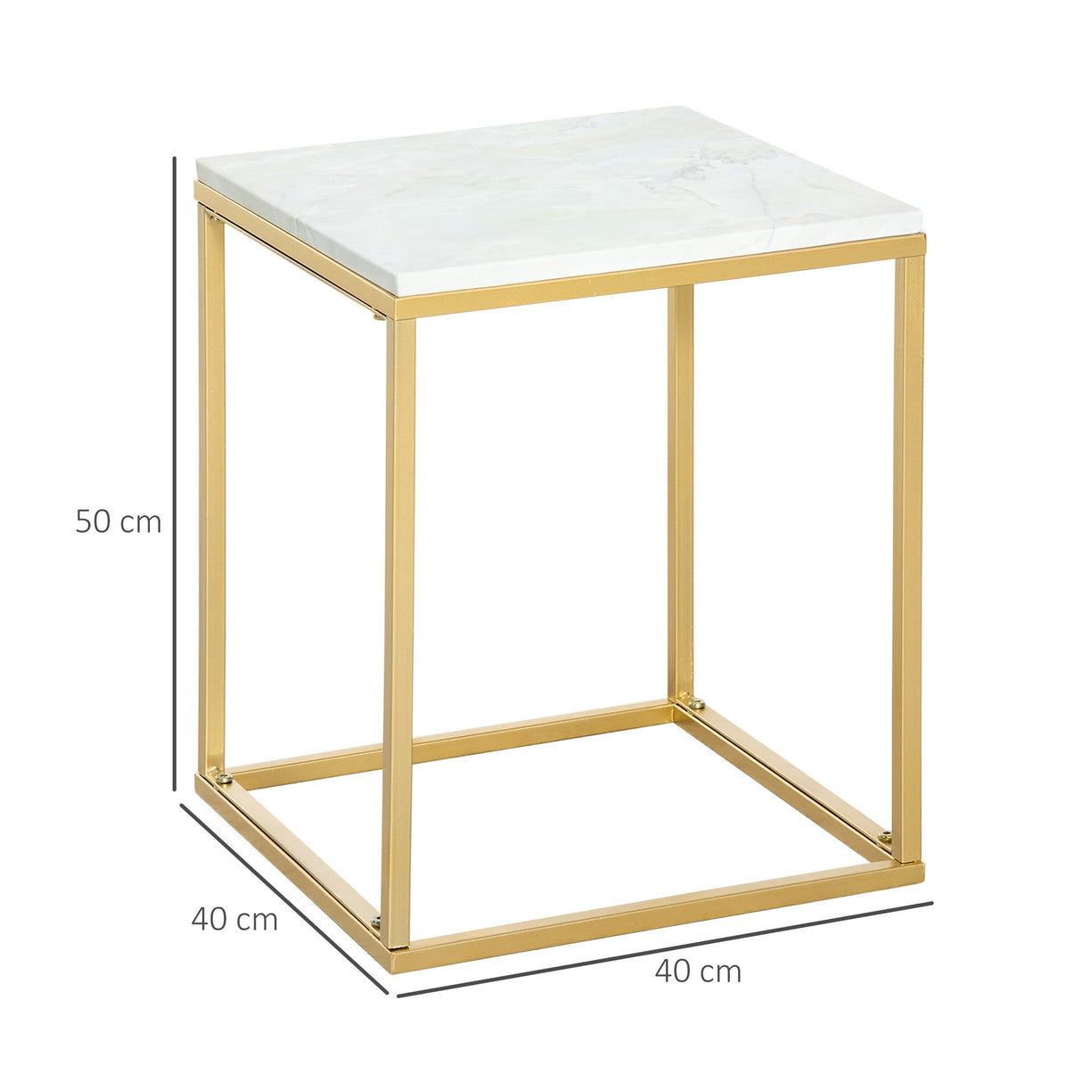 easycomfort easycomfort tavolino da caffe per casa e giardino in metallo con effetto marmo 40x40x50cm oro