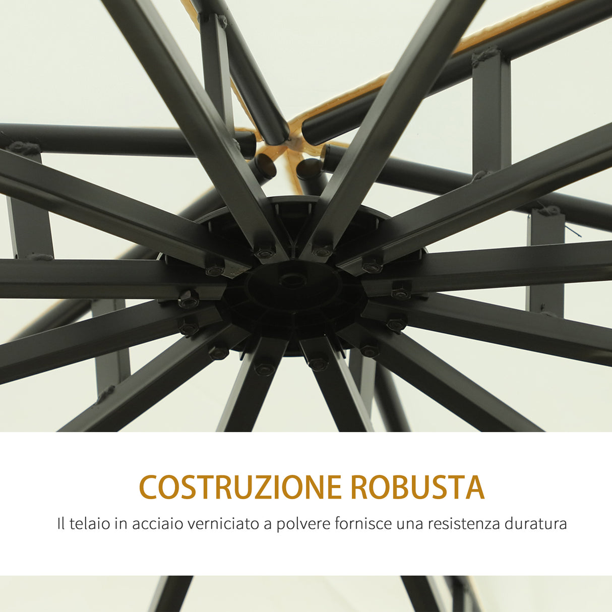 easycomfort gazebo da giardino rotondo con doppio tettuccio cinghie e tende o3.5x2.8m bianco