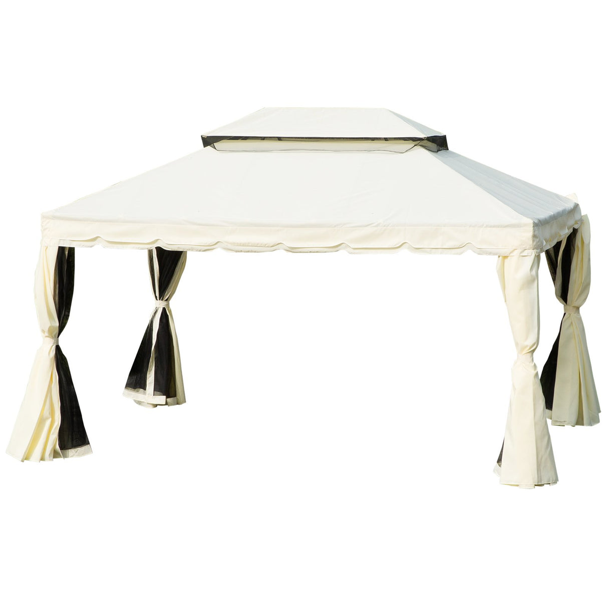 easycomfort easycomfort gazebo con doppio tetto zanzariere tende bianco crema 3x4m