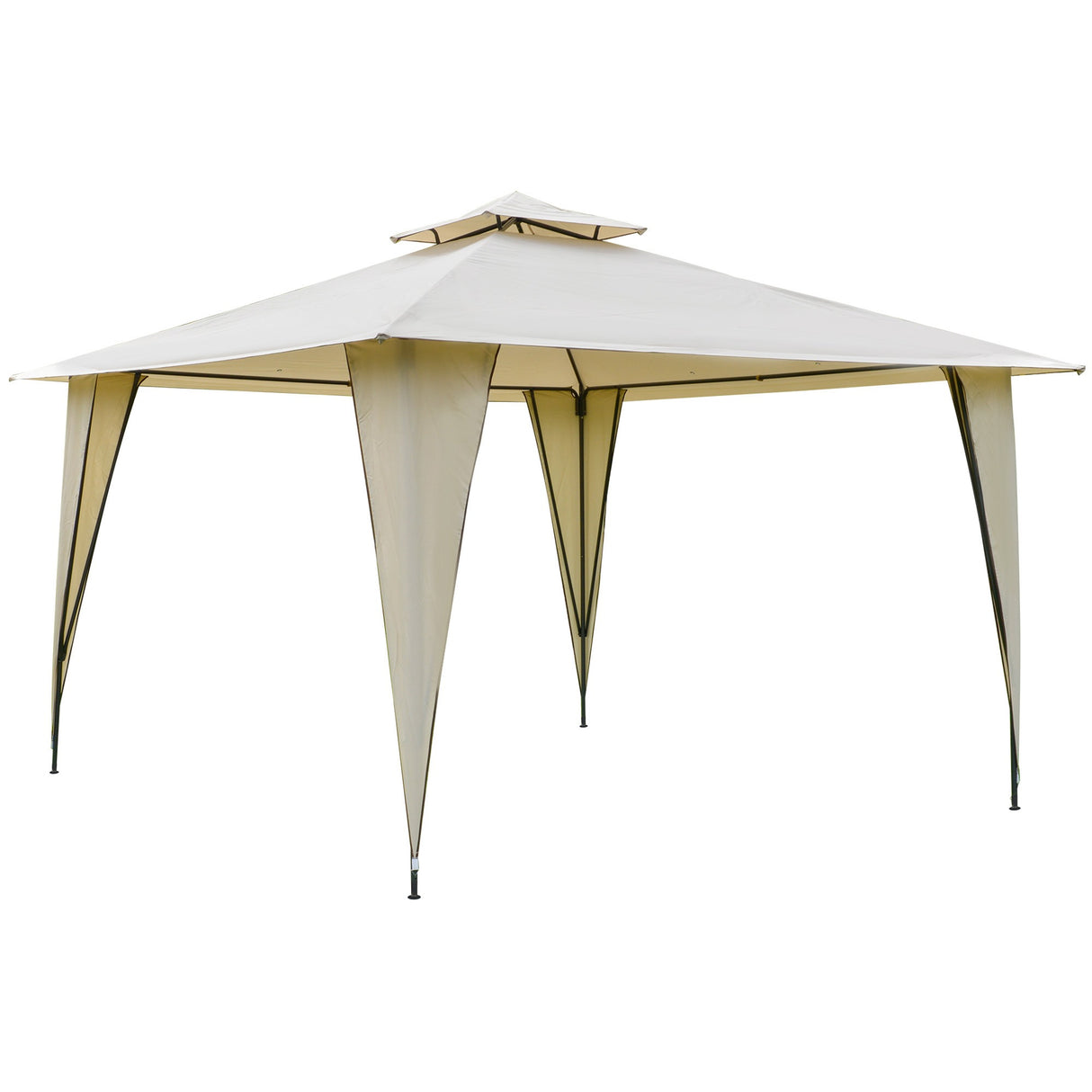 easycomfort easycomfort gazebo da esterno o giardino in metallo con doppio tettuccio beige