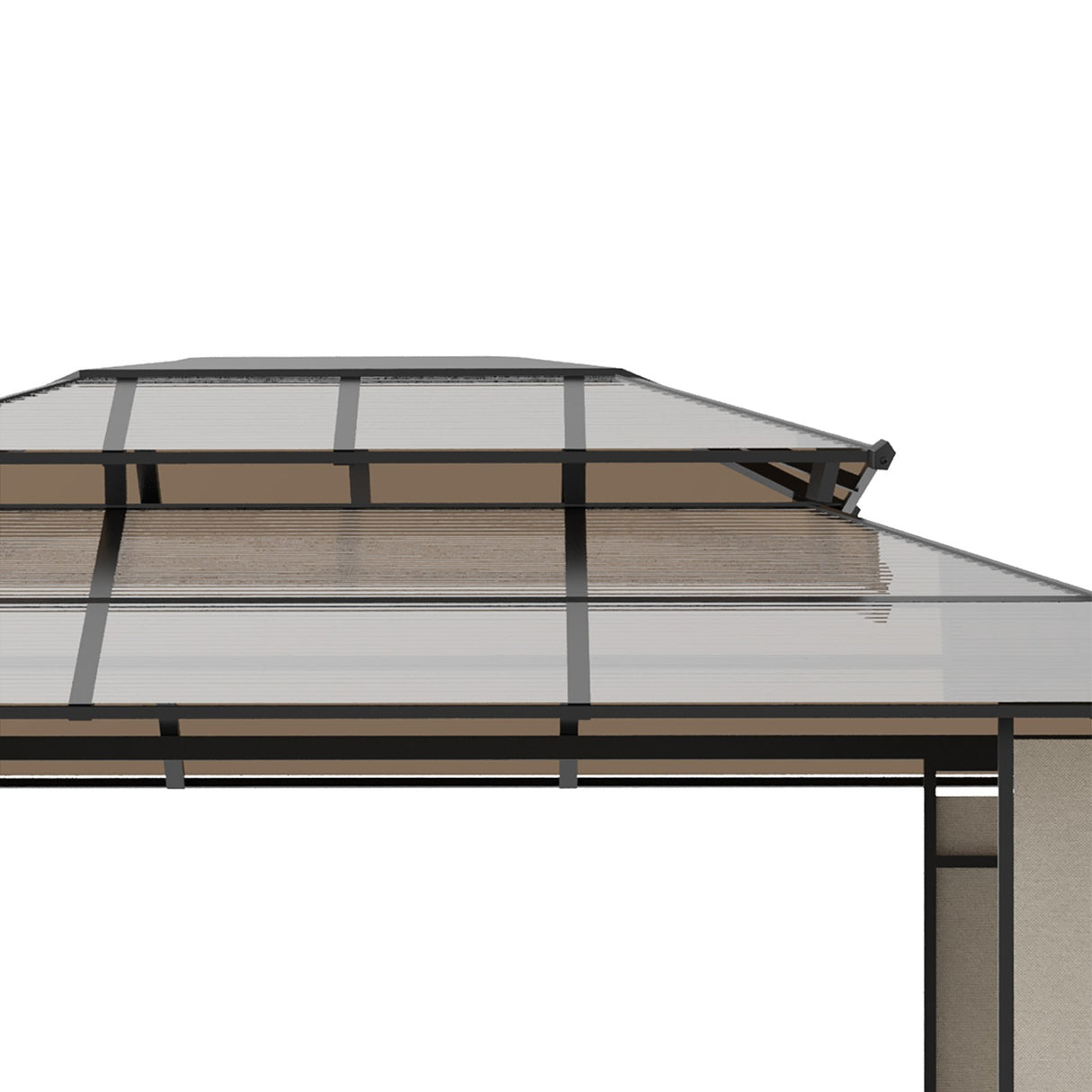 easycomfort gazebo da giardino 3.7x3m con tetto in policarbonato a 2 livelli acciaio e alluminio marrone