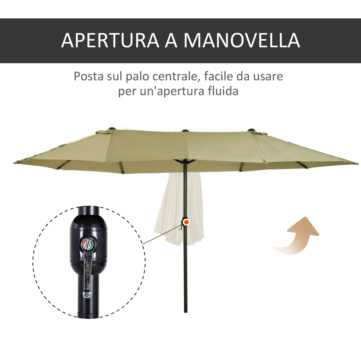 easycomfort easycomfort ombrellone doppio tettuccio da esterni ecru area coperta 4.6m