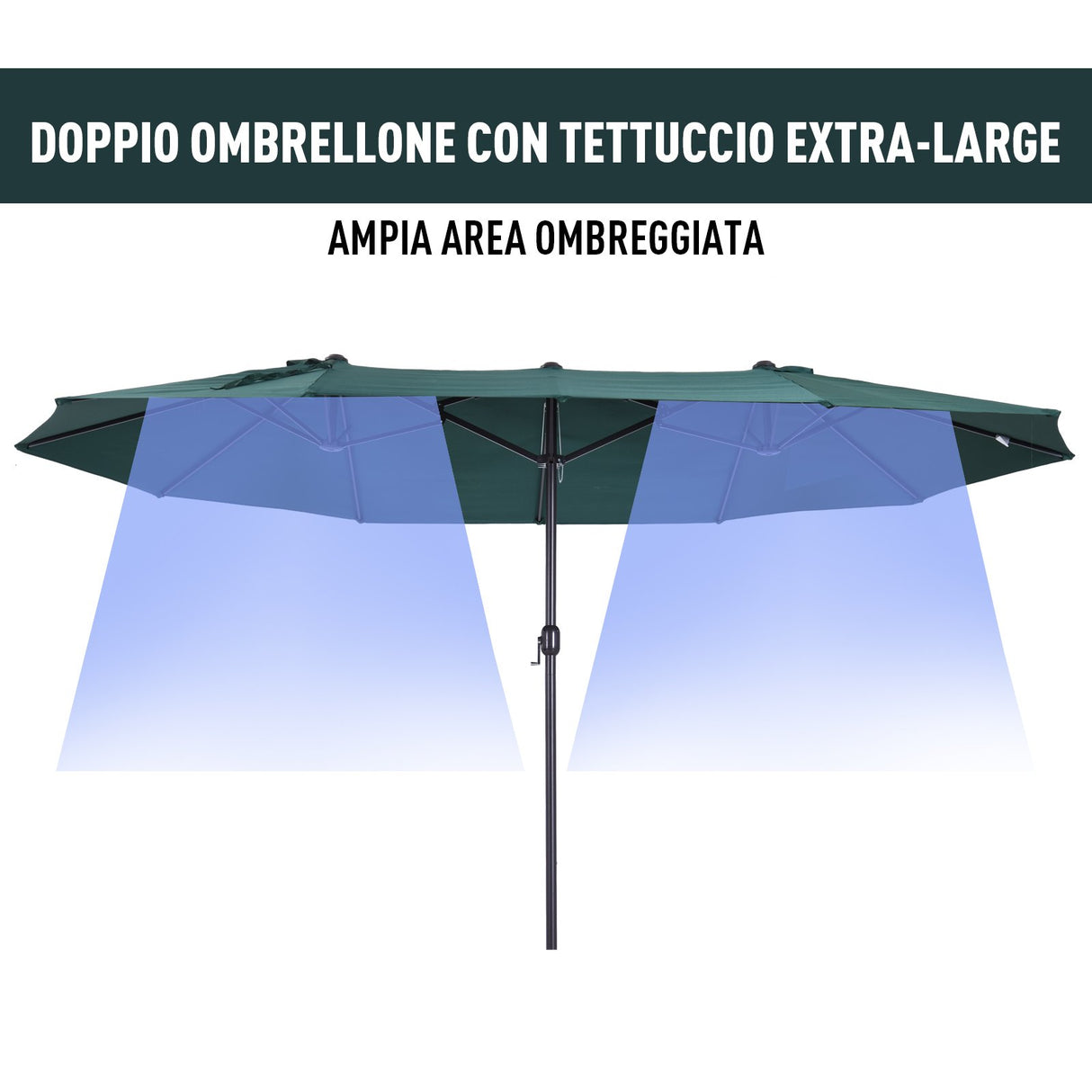 easycomfort easycomfort ombrellone doppio tettuccio da esterni anti uv 460 x 270 x 240 verde marrone