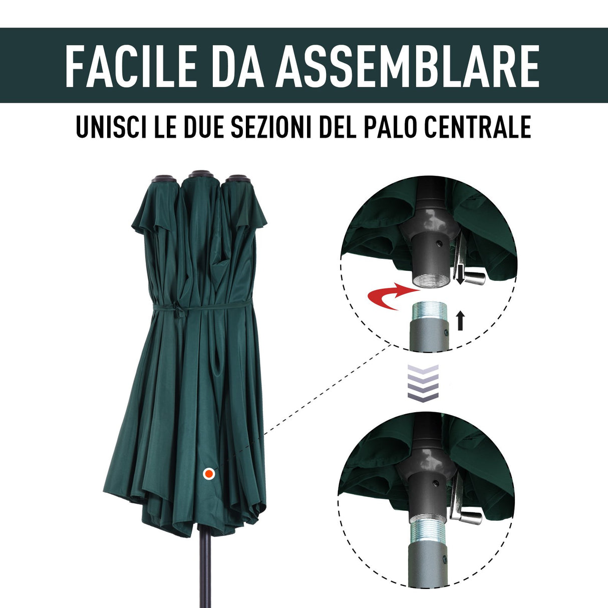 easycomfort easycomfort ombrellone doppio tettuccio da esterni anti uv 460 x 270 x 240 verde marrone