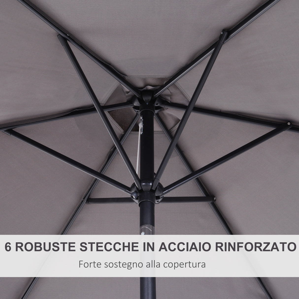 easycomfort ombrellone da giardino 2.7x2.4 m inclinabile con manovella in alluminio e poliestere grigio e nero