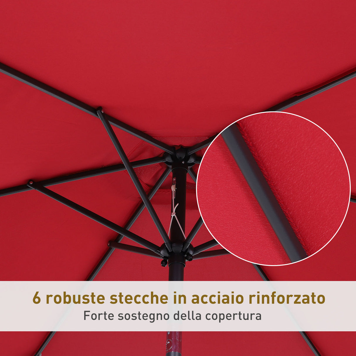 easycomfort easycomfort ombrellone da giardino inclinabile apertura a manovella 2.7x2.35m rosso scuro