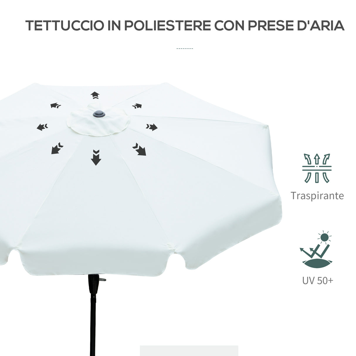 easycomfort ombrellone da giardino e terrazza o2.7x2.5 m rotondo con testa inclinabile e resistente ai raggi uv 50+ beige