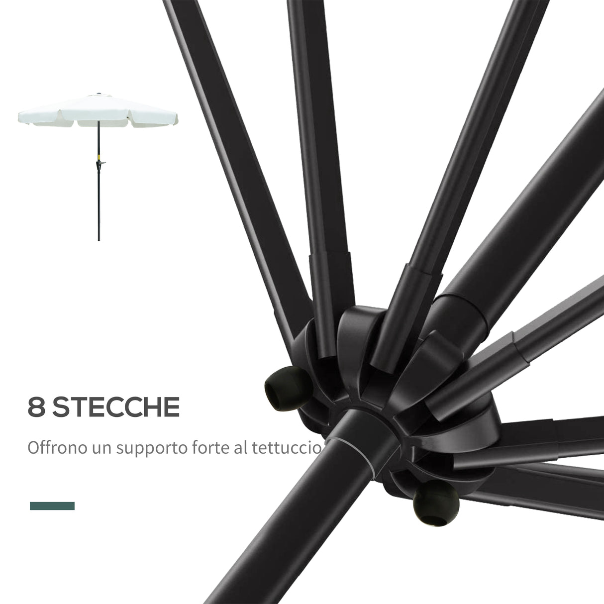 easycomfort ombrellone da giardino e terrazza o2.7x2.5 m rotondo con testa inclinabile e resistente ai raggi uv 50+ beige