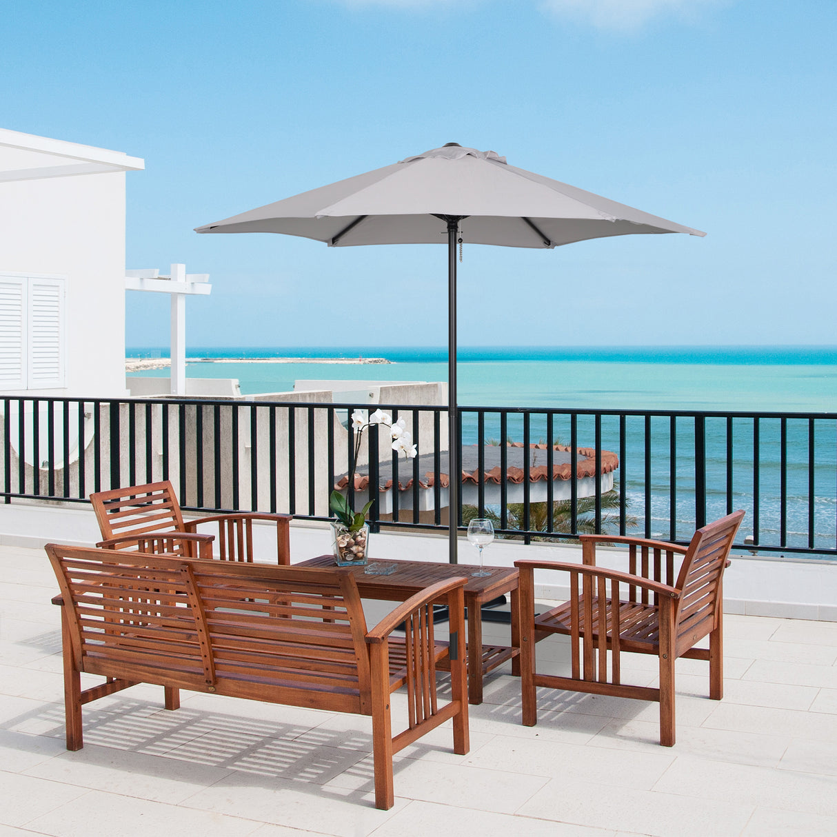 easycomfort outusnny ombrellone 2x2 m da giardino con palo centrale ombrellone per esterno in alluminio grigio chiaro