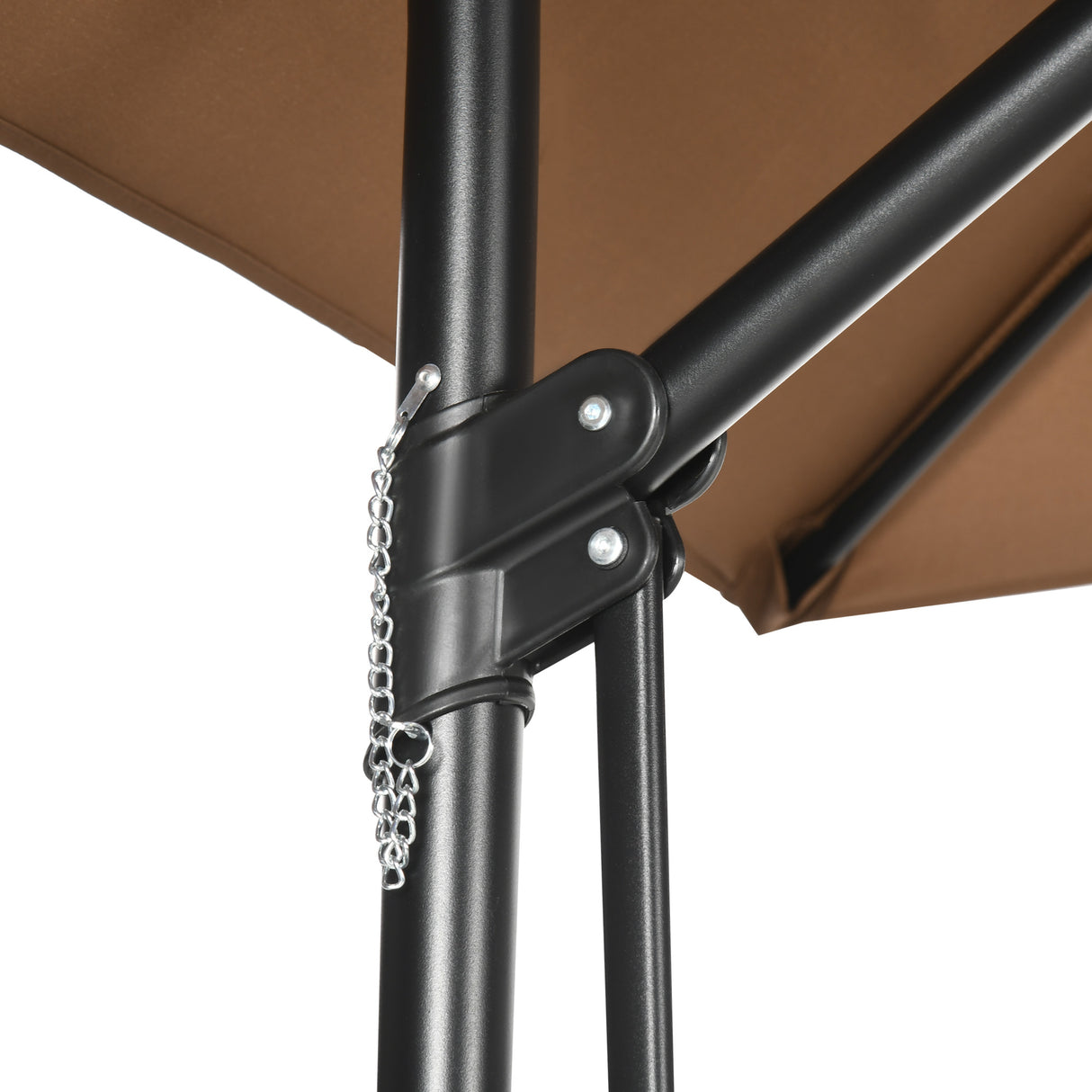 easycomfort ombrellone da giardino 3x2.5 m in metallo e poliestere a 6 stecche con base a croce marrone