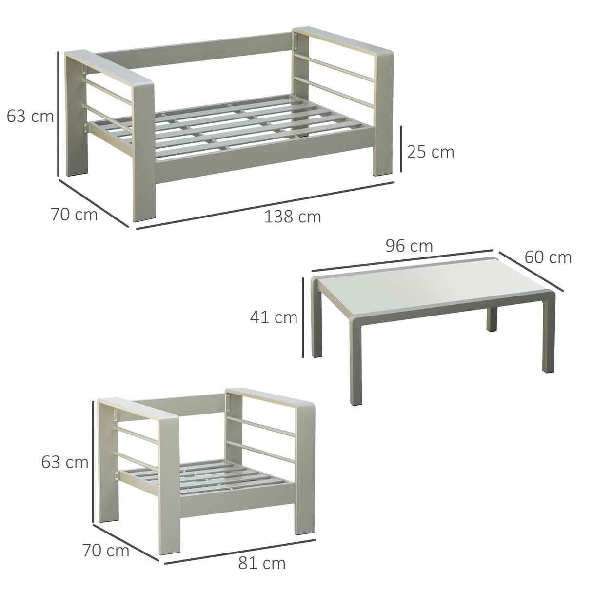 easycomfort easycomfort set giardino 4 pezzi con divanetto 2 poltrone e tavolino con cuscini sfoderabili oro
