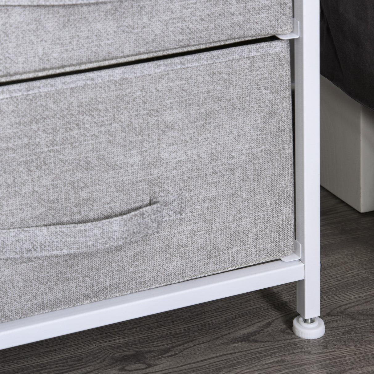 easycomfort easycomfort cassettiera in metallo bianco e legno con 5 cassetti pieghevoli e rimovibili in tessuto grigio 83lx 29p x 77acm ean 8054144134062