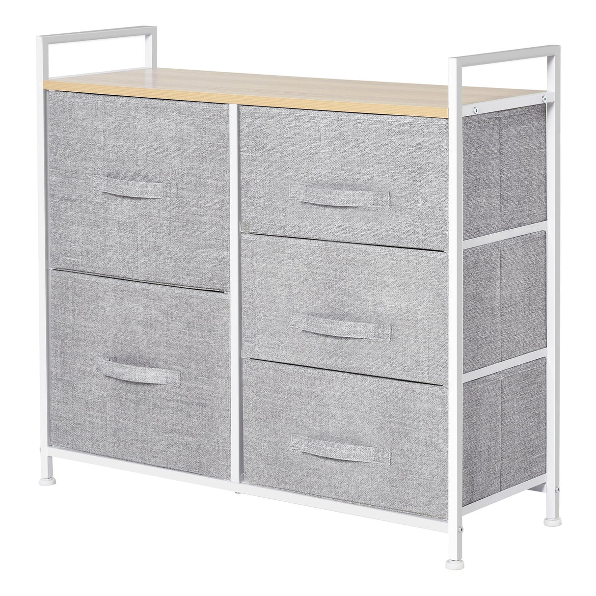 easycomfort easycomfort cassettiera in metallo bianco e legno con 5 cassetti pieghevoli e rimovibili in tessuto grigio 83lx 29p x 77acm ean 8054144134062