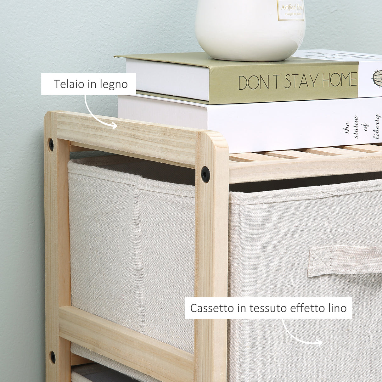 easycomfort easycomfort cassettiera con 6 cassetti in tessuto pieghevoli ed estraibili 59x28x70cm legnobeige